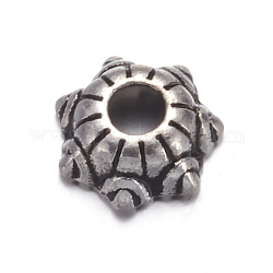 Perlas espaciadoras de plata tibetana, sin plomo y níquel y cadmio, engranaje, plata antigua, aproximamente 5 mm de ancho, 2.1 mm de espesor, agujero: 1 mm