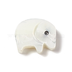 Perles de coquillage blanc naturel, éléphant, 11x10x3mm, Trou: 1mm