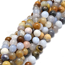 Cordes de perles de calcédoine naturelles, ronde, 10mm, Trou: 1mm, Environ 40 pcs/chapelet, 15.55'' (39.5 cm)