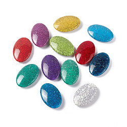 Crackle undurchsichtigen Acryl Perlen, Nachahmung türkis, Flachoval, Mischfarbe, 42x27.5x11 mm, Bohrung: 2 mm, ca. 67 Stk. / 500 g
