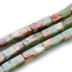 Brins de perles synthétiques aqua terra jasper, rectangle, 13x4~4.5x4~4.5mm, Trou: 1mm, Environ 30 pcs/chapelet, 15.75 pouce (40 cm)