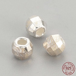 925 Sterling Silber Perlen, facettiert, Runde, Silber, 4x3 mm, Bohrung: 1.5 mm