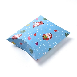 Scatole a cuscino in carta regalo di natale, per fare regali di festa, scatole di caramelle, Bomboniere natalizie artigianali, blu, 16.5x13x4.2cm