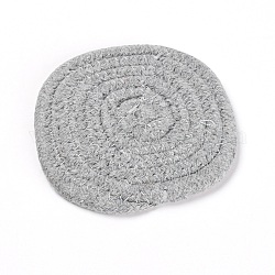 Handmade Cotton Cup Mat, Rectangle, Light Grey, 100x105~108x6mm
