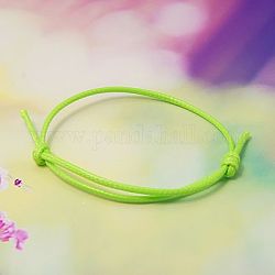 Création de bracelets en corde de polyester ciré coréen, pelouse verte, diamètre réglable: 40~70 mm