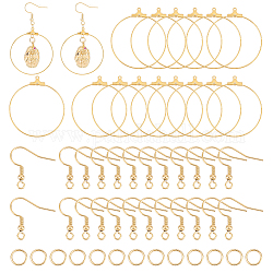 Kit de fabricación de aretes colgantes circulares grandes diy unicraftale, incluyendo 304 colgante de acero inoxidable y ganchos para pendientes y anillos de salto, dorado, 90 unidades / caja