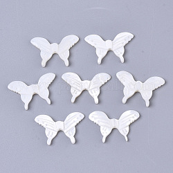 Guscio bianco naturale madreperla perle di conchiglia, farfalla, 13~14x20x2mm, Foro: 0.9 mm
