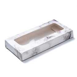 Scatole pieghevoli in carta olycraft 20 pz 2 colori, scatola di imballaggio per ciglia vuota, con finestra chiara, rettangolo con motivo in marmo, colore misto, 4-3/8x2 pollice (11x5.2 cm), 10 pz / colore