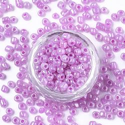 Abalorios de la semilla de cristal, reronda ceylon, redondo, violeta, 3mm, agujero: 1 mm, 1101 unidades / 50 g.