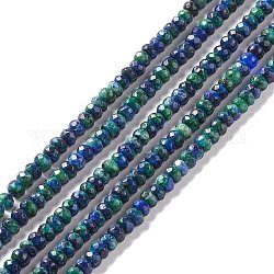 Gefärbte natürliche Sesam-Jaspis/Kiwi-Jaspis-Unterlegscheibe-Perlenstränge, facettiert, dunkelblau, 6x4 mm, Bohrung: 1 mm, ca. 87 Stk. / Strang, 14.76~15.16 Zoll (37.5~38.5 cm)