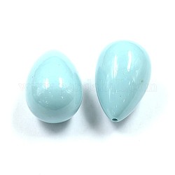 Teardrop Dyed Synthetical Coral Beads, For Half Drilled, Light Cyan, 22x14mm, Hole: 1mm