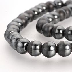 Non-magnetic Synthetic Hematite Beads Strands, Matte Style, Round, 8mm, Hole: 1.5mm, about 50pcs/strand, 15.7 inch