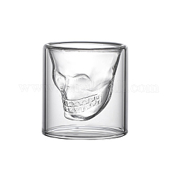 Хэллоуин чашка с черепом из высокого боросиликатного стекла, кружка с двойными стенками, для кофе, чай, винные украшения для дома подарок на день рождения, прозрачные, 45x50 мм, мощность: 25мл