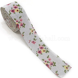 Nastri stampati in lino di cotone, accessori d'abbigliamento , piatto, fiore, 1-5/8 pollice (40 mm)