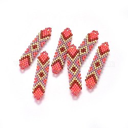 Miyuki & toho link di perline giapponesi fatti a mano, modello telaio, forma di navetta, rosso, 41.5~42.5x8.5~9x1.7mm, Foro: 2 mm
