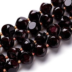 Natural Garnet Beads Strand, with Seed Beads, Six Sided Celestial Dice, 11.5~12.5x11.5~12.5x11.5~12.5mm, Hole: 0.5mm, about 14pcs/strand, 7.87''(20cm)