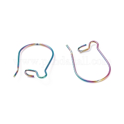 Placcatura ionica (ip) 304 orecchini a cerchio in acciaio inossidabile risultati fili dell'orecchio del rene, colore arcobaleno, 20x11mm