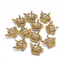 Tibetan Style Alloy Pendants, Crown, Cadmium Free & Nickel Free & Lead Free, Antique Golden, 22x19.5x4mm, Hole: 1mm