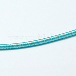 Round Plastic Tube Cords, Covered with Silk Ribbon, Deep Sky Blue, 450~480x3~3.5mm