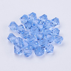 Imitation österreichischen Kristallperlen, Klasse aaa, facettiert, Doppelkegel, Kornblumenblau, 6x6 mm, Bohrung: 0.7~0.9 mm