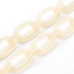 Cadenas de cable de acrílico hechas a mano, trigo, 36.5x21x3.5mm, aproximadamente 39.37 pulgada (1 m) / hebra