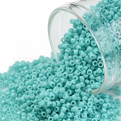 Toho perles de rocaille rondes, Perles de rocaille japonais, (55) turquoise opaque, 15/0, 1.5mm, Trou: 0.7mm, environ 15000 pcs/50 g