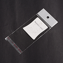 Sacchetti di cellofan rettangolo, con scheda display orecchino di cartone, bianco, 11.5x5cm, 