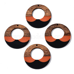 Pendentifs en bois de résine et de noyer, anneau, colorées, 38x3mm, Trou: 2mm