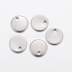 304 Stainless Steel Charms, Flat Round, Stamping Blank Tag, Stainless Steel Color, 8x0.8mm, Hole: 1.2mm