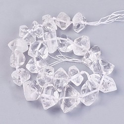 Chapelets de perles en cristal de quartz naturel, cristal de roche, facette, pépites, 20~38x10.5~19x12.5~20mm, Trou: 1.5mm, 23 pcs / chapelet, 16.34 pouce (41.5 cm)