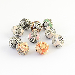 Manuell Indonesiene Perlen, mit Aluminiumkerne, Runde, Mischfarbe, 14~16x14~16 mm, Bohrung: 1.5 mm