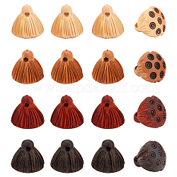 Chgcraft 16 pz 4 colori ciondoli in legno incisi, undyed, baccello di loto, colore misto, 14.5x14.5~15mm, Foro: 1.8 mm, 4 pz / colore