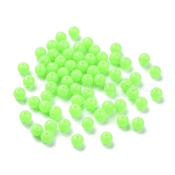 Fluorescent Acrylic Beads, Round, Green Yellow, 6mm, Hole: 1.5mm, about 3850pcs/500g