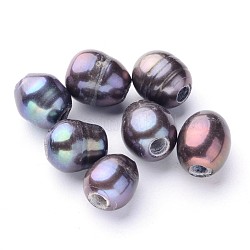 Culture des perles perles d'eau douce naturelles, teinte, polie, riz, bleu minuit, 9~14.5x9~10mm, Trou: 2.5~3mm