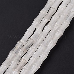 Chapelets de perles de jade blanche naturelle, baton de bambou, 12.5x5.5mm, Trou: 1mm, Environ 31 pcs/chapelet, 15.75 pouce (40 cm)