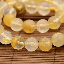 Natural Gemstone Yellow Hematoid Quartz Beads Strands, Ferruginous Quartz, Faceted Round, 10mm, Hole: 1mm, about 38pcs/strand, 15.1 inch