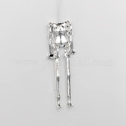 Tibetan Style Alloy Human Body Skeleton For DIY Toy Doll Making, Cadmium Free & Nickel Free & Lead Free, Antique Silver, 44x12x4mm, Pin: 47x0.8mm