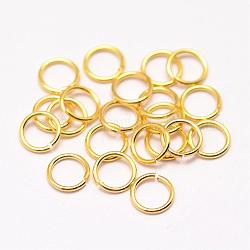 Messing Ringe springen, offene Ringe springen, Cadmiumfrei und Nickel frei und Bleifrei, echtes 18k vergoldet, 22 Gauge, 5x0.64 mm, Innendurchmesser: 3.9 mm, ca. 1204 Stk. / 100 g