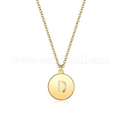 Messing anfängliche Anhänger Halskette, Kabel-Ketten, Flachrund, Buchstaben d, golden, 16.14 Zoll (41 cm), 2 mm