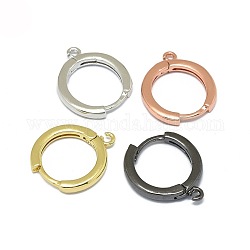 Fornituras del pendiente de aro huggie de latón, Plateado de larga duración, anillo circular, color mezclado, 16.5x13.5x2mm, agujero: 1.2 mm, pin: 0.8 mm