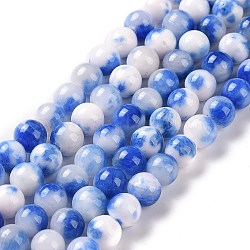 Natur persische Jade Perlen Stränge, gefärbt, Runde, Blau, 8 mm, Bohrung: 1.2~1.5 mm, ca. 50 Stk. / Strang, 16 Zoll