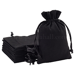 DELORIGIN 12pcs Velvet Drawstring Pouches, Black Velvet Jewelry Pouches Drawstring Gift Bags Jewelry Packing Pouches for Bracelets Earring Watches Storage Christmas Gifts Party Favors, 5.9x3.9