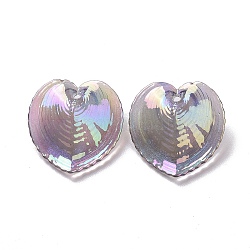 Colgantes acrílicos iridiscentes del arco iris del chapado uv, purpurina, charm de corazón, gris pizarra, 30.5x30x11mm, agujero: 1.8 mm