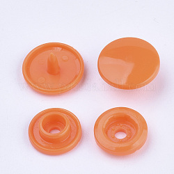Resin Snap Fasteners, Raincoat Buttons, Flat Round, Dark Orange, Cap: 12x6.5mm, Pin: 2mm, Stud: 10.5x3.5mm, Hole: 2mm, Socket: 10.5x3mm, Hole: 2mm