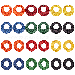 PandaHall Elite 12Pcs 2 Style Acrylic Pendants, Imitation Woven Rattan Pattern, Mixed Shapes, Mixed Color, 46.5~47.5x40.5~46.5x4~4.5mm, Hole: 1.5mm, 6pcs/style