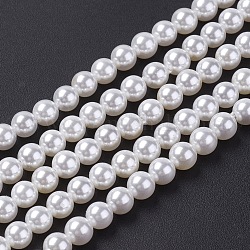 Shell Pearl Bead Strands, Grade A, Round, Seashell Color, 3mm, Hole: 0.5mm, about 124pcs/strand, 16 inch