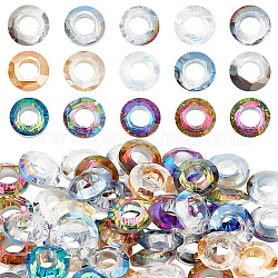 PandaHall Elite 60Pcs 15 Colors Glass Cabochons, Nail Art Decoration Accessories, Ring, Mixed Color, 10.5x3.5mm, Hole: 5mm, 4pcs/color
