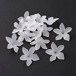 5-petal transparentes bolitas de acrílico, esmerilado, flor, whitesmoke, 25x26.5x7mm, agujero: 1.6 mm, aproximamente 746 unidades / 500 g