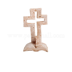 Croce in resina con figurine di libri, per la decorazione del desktop dell'home office, bianco antico, 55x78x135mm