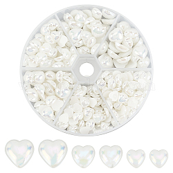 Arricraft abs Kunststoff-Perlen-Cabochons, ab Farbe plattiert, Herz, antik weiß, 330 Stück / Karton